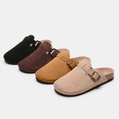 Suede Closed Toe Buckle Slide