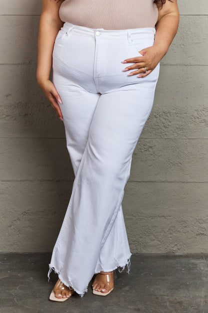 RISEN Raelene High Waist Wide Leg Jeans in White