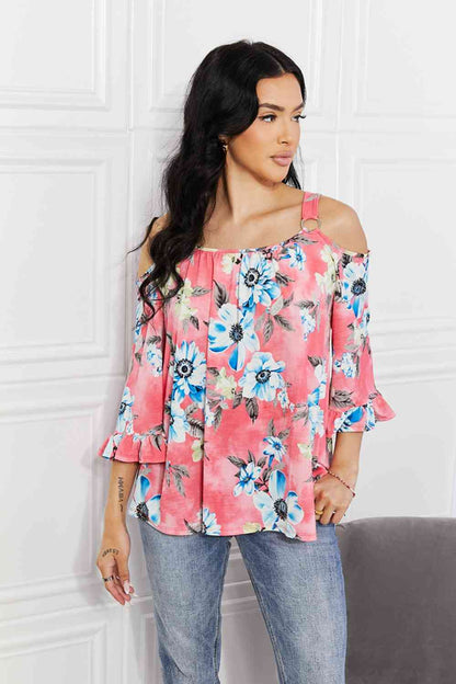 Sew In Love Fresh Take  Floral Cold-Shoulder Top