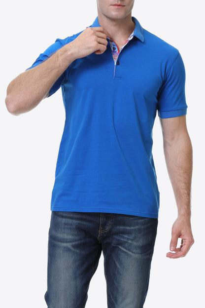 Men's Quarter-Button Short Sleeve Polo Shirt Trendsi