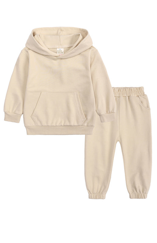 Kids Thickened Brushed Warm Long-Sleeved Trousers Hooded Sweatshirt Set kakaclo