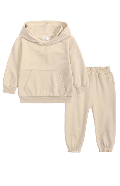 Kids Thickened Brushed Warm Long-Sleeved Trousers Hooded Sweatshirt Set kakaclo