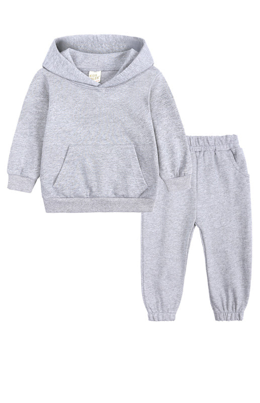 Kids Thickened Brushed Warm Long-Sleeved Trousers Hooded Sweatshirt Set kakaclo
