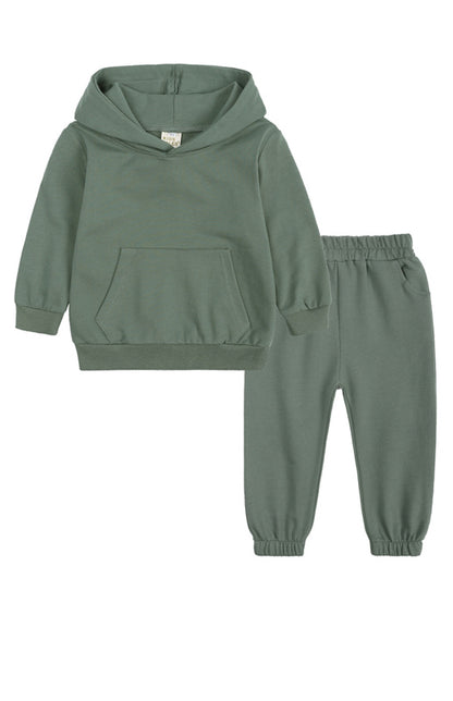 Kids Thickened Brushed Warm Long-Sleeved Trousers Hooded Sweatshirt Set kakaclo