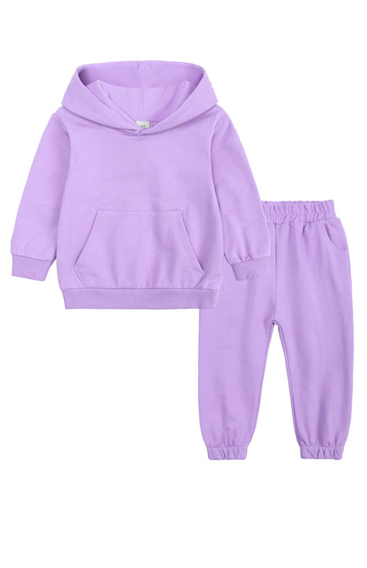 Kids Thickened Brushed Warm Long-Sleeved Trousers Hooded Sweatshirt Set kakaclo