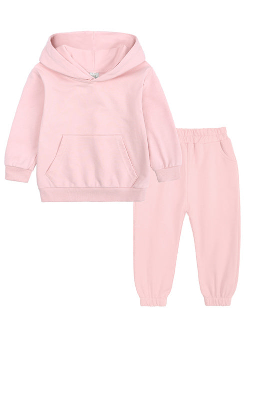 Kids Thickened Brushed Warm Long-Sleeved Trousers Hooded Sweatshirt Set kakaclo
