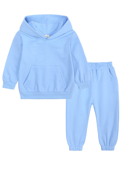 Kids Thickened Brushed Warm Long-Sleeved Trousers Hooded Sweatshirt Set kakaclo