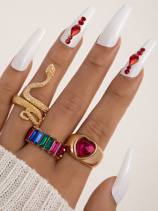 Snake Shaped Love Ins Style 5 Piece Ring Set kakaclo