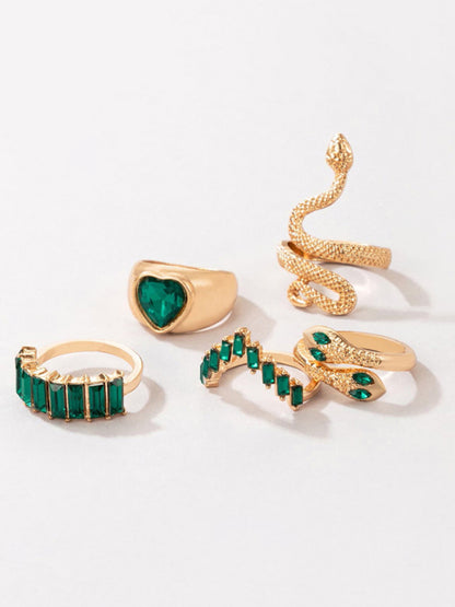 Snake Shaped Love Ins Style 5 Piece Ring Set kakaclo