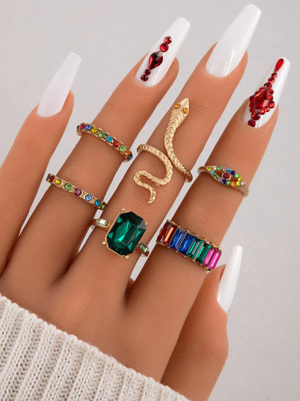 Snake Shaped Love Ins Style 5 Piece Ring Set kakaclo