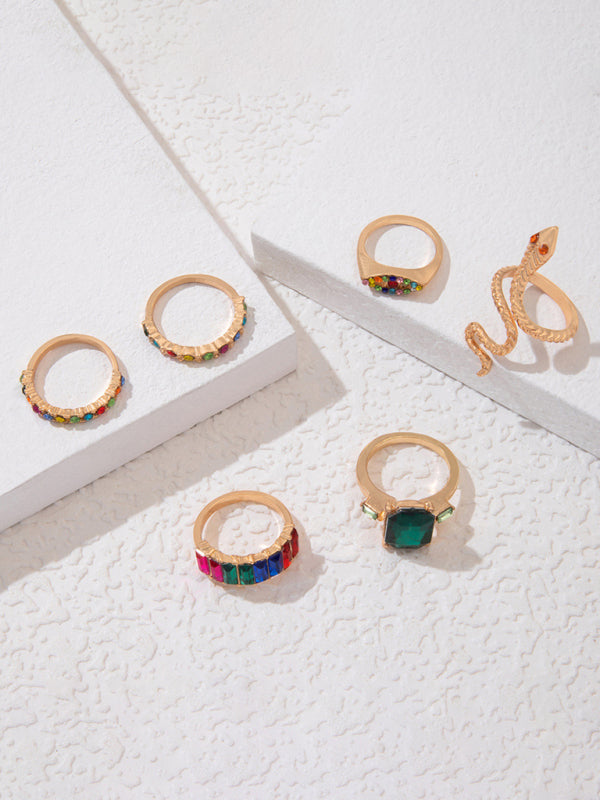 Snake Shaped Love Ins Style 5 Piece Ring Set kakaclo