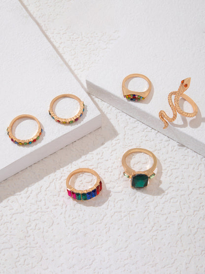 Snake Shaped Love Ins Style 5 Piece Ring Set kakaclo