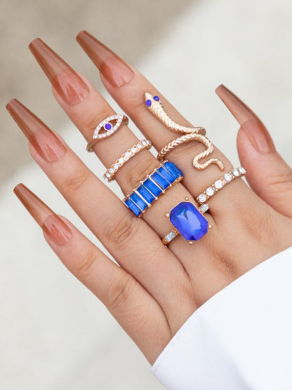 Snake Shaped Love Ins Style 5 Piece Ring Set kakaclo