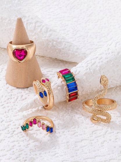 Snake Shaped Love Ins Style 5 Piece Ring Set kakaclo