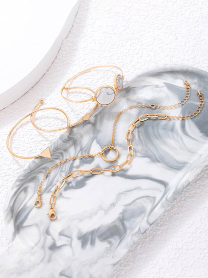 Inlaid Open Five-piece Bracelet Geometric Love Triangle Bracelet Set kakaclo