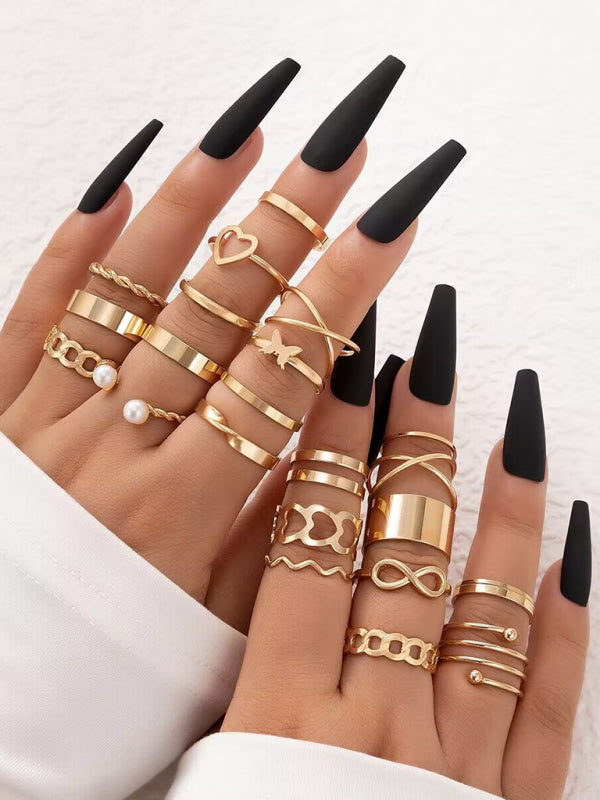 23 piece Cross Love Pearl Ring Set kakaclo