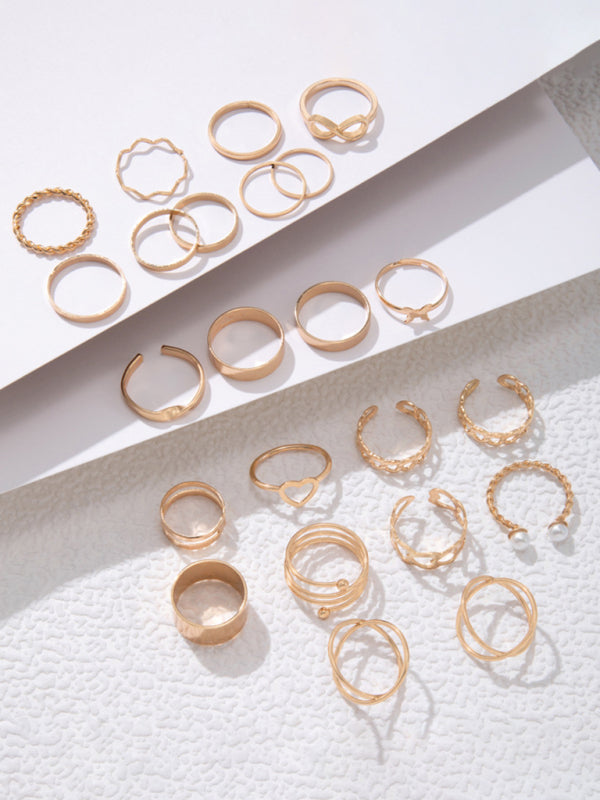23 piece Cross Love Pearl Ring Set kakaclo