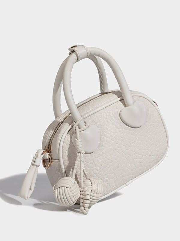 PU Leather Heart Detail Shoulder Bag