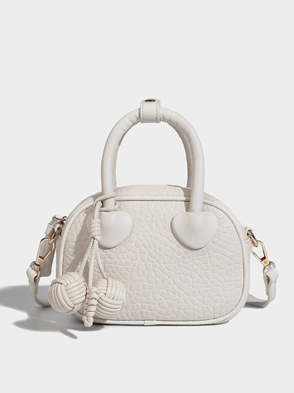 PU Leather Heart Detail Shoulder Bag