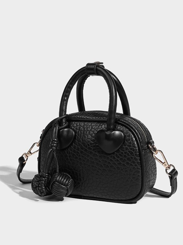 PU Leather Heart Detail Shoulder Bag