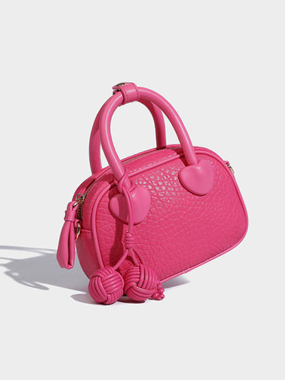 PU Leather Heart Detail Shoulder Bag