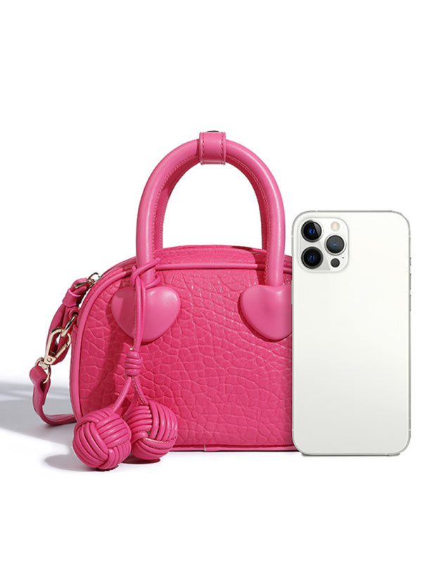 PU Leather Heart Detail Shoulder Bag