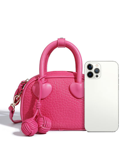 PU Leather Heart Detail Shoulder Bag