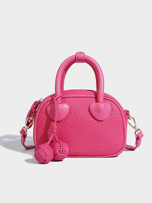 PU Leather Heart Detail Shoulder Bag