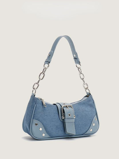 Textured Baguette Retro Shoulder Bag