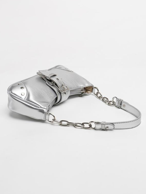 Textured Baguette Retro Shoulder Bag