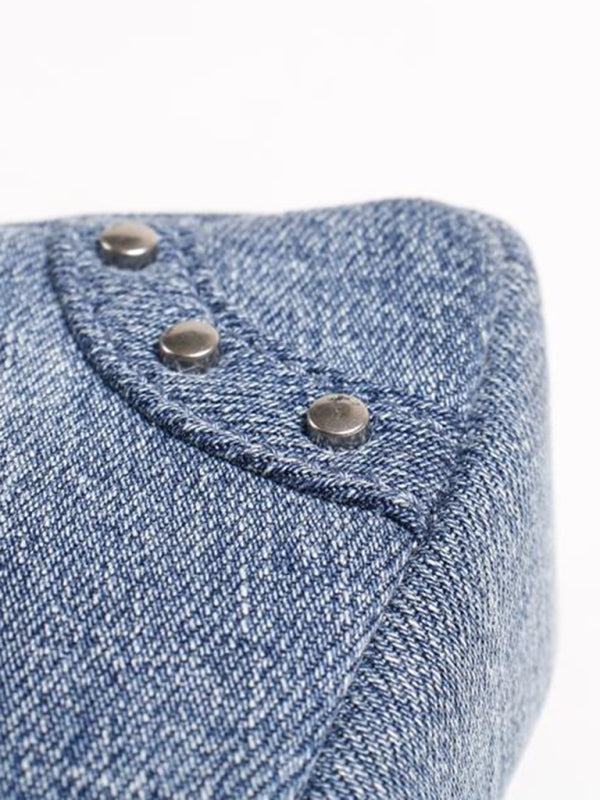 New denim shoulder bag sweet and spicy style high-quality texture baguette