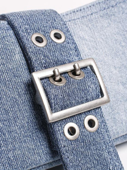 New denim shoulder bag sweet and spicy style high-quality texture baguette