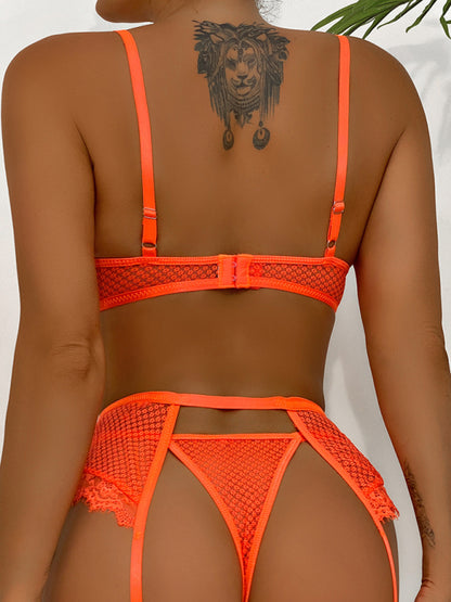 Lace Mesh Perspective Lingerie Set kakaclo