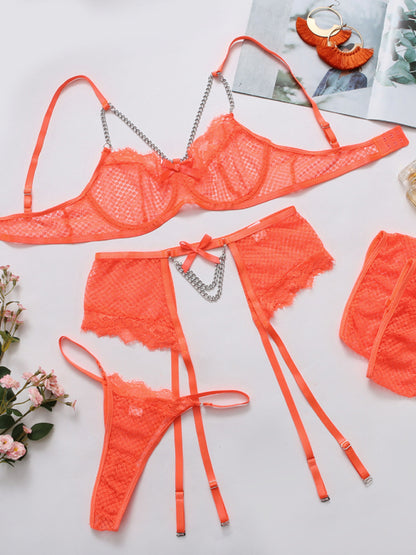 Lace Mesh Perspective Lingerie Set kakaclo