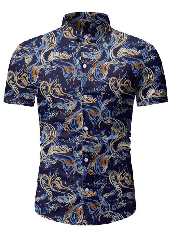 Men's Button Down Short Sleeve Shirt kakaclo
