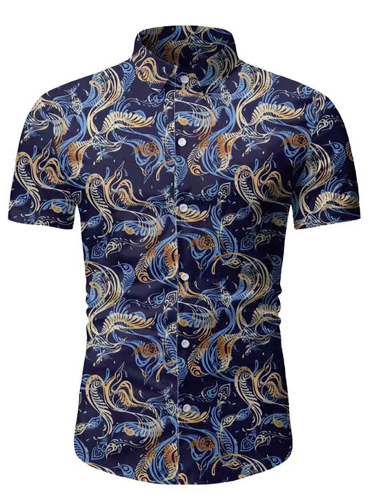 Men's Button Down Short Sleeve Shirt kakaclo