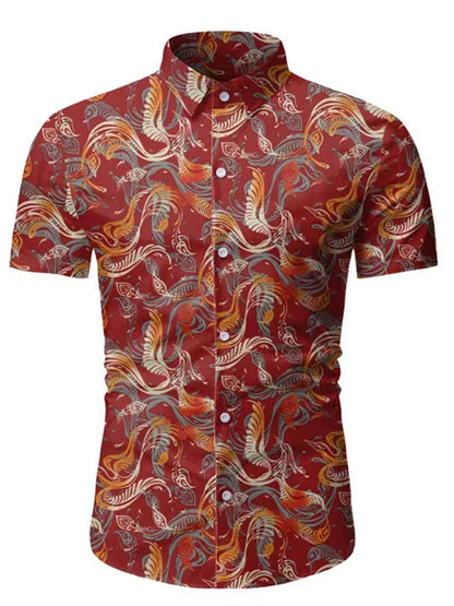 Men's Button Down Short Sleeve Shirt kakaclo