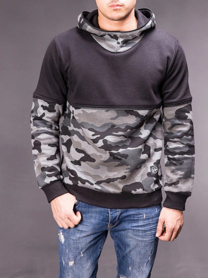 Men's Camouflage Patchwork Loose Hoodie kakaclo
