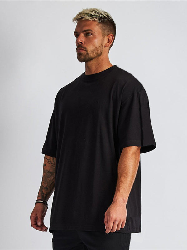 Men's solid color blank loose short-sleeved T-shirt kakaclo