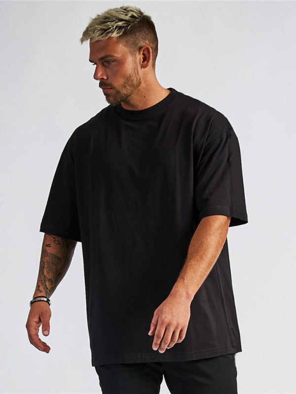 Men's solid color blank loose short-sleeved T-shirt kakaclo