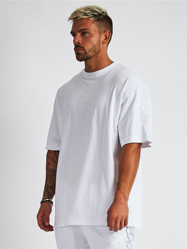 Men's solid color blank loose short-sleeved T-shirt kakaclo