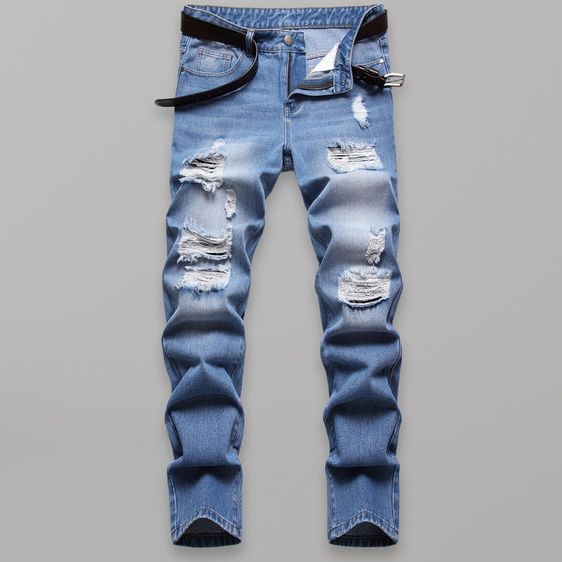 Men's Ripped To Shreds Distressed Skinny Jeans kakaclo