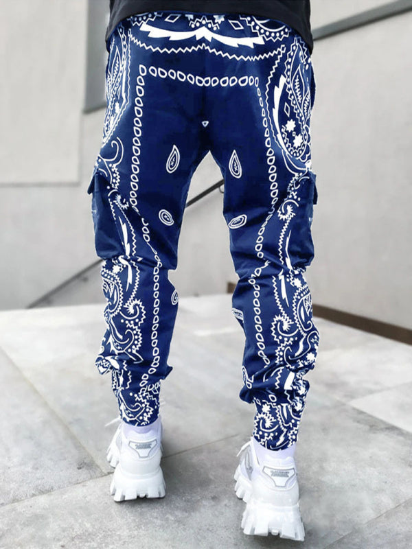 Men's Cashew Flower Printed Cargo Pants kakaclo