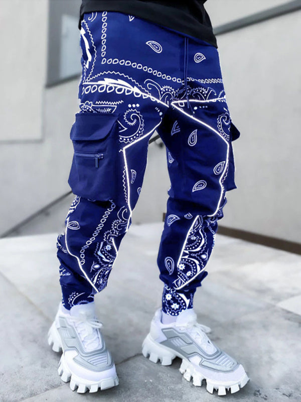 Men's Cashew Flower Printed Cargo Pants kakaclo