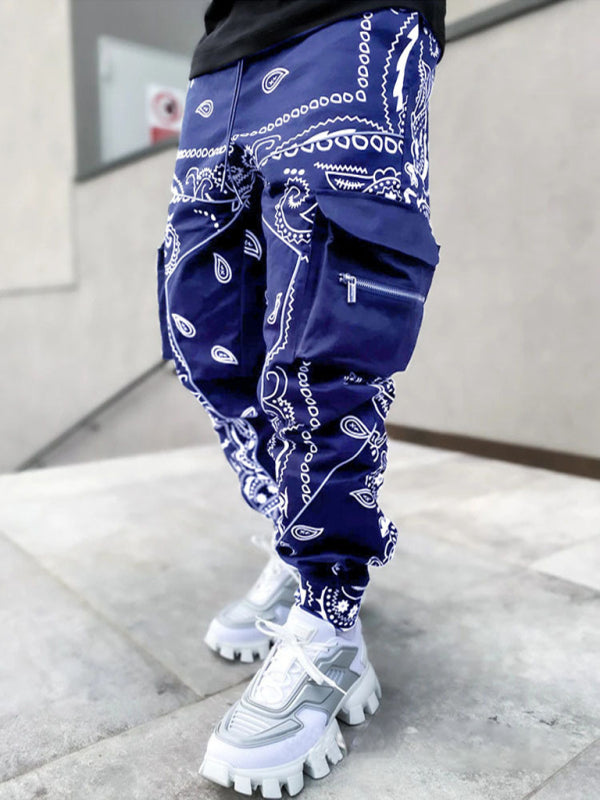 Men's Cashew Flower Printed Cargo Pants kakaclo