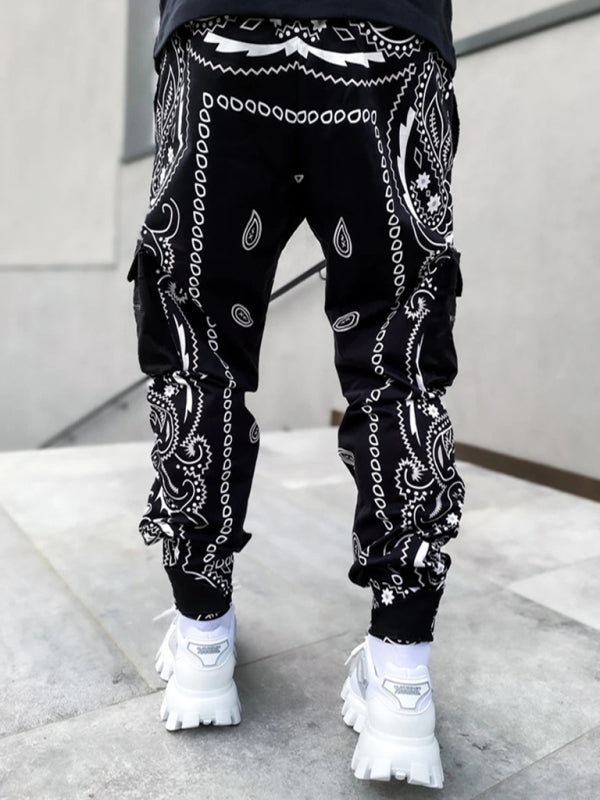 Men's Cashew Flower Printed Cargo Pants kakaclo