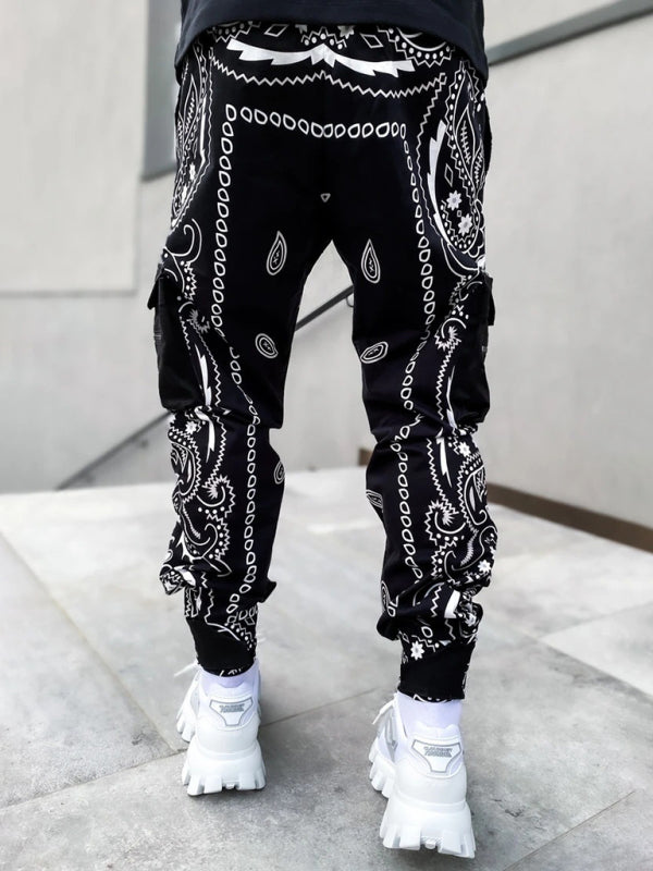 Men's Cashew Flower Printed Cargo Pants kakaclo