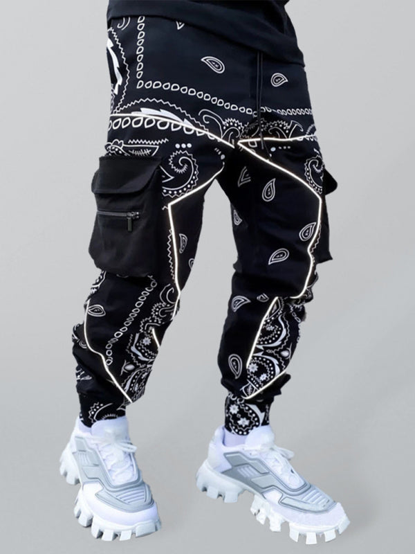 Men's Cashew Flower Printed Cargo Pants kakaclo