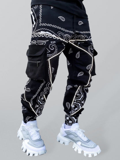 Men's Cashew Flower Printed Cargo Pants kakaclo