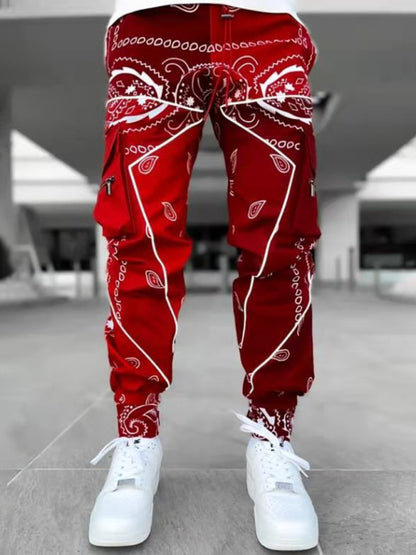 Men's Cashew Flower Printed Cargo Pants kakaclo